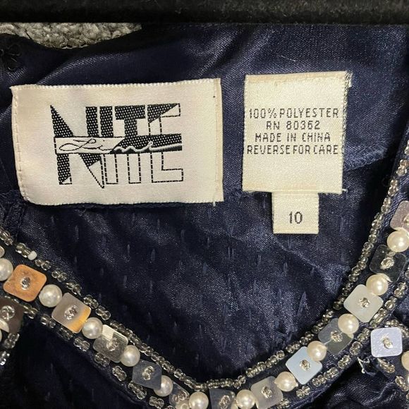 Lime Nite Women's Navy Sequin Dress Size 10 - Picture 7 of 9